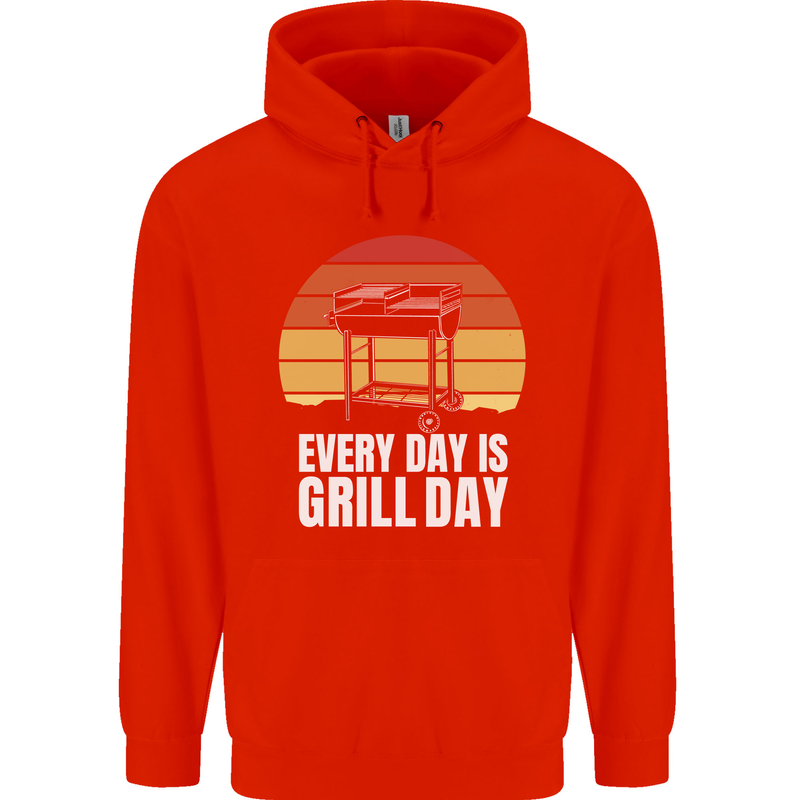 Every Days a Grill Day Funny BBQ Retirement Childrens Kids Hoodie Bright Red