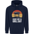 Every Days a Grill Day Funny BBQ Retirement Childrens Kids Hoodie Navy Blue