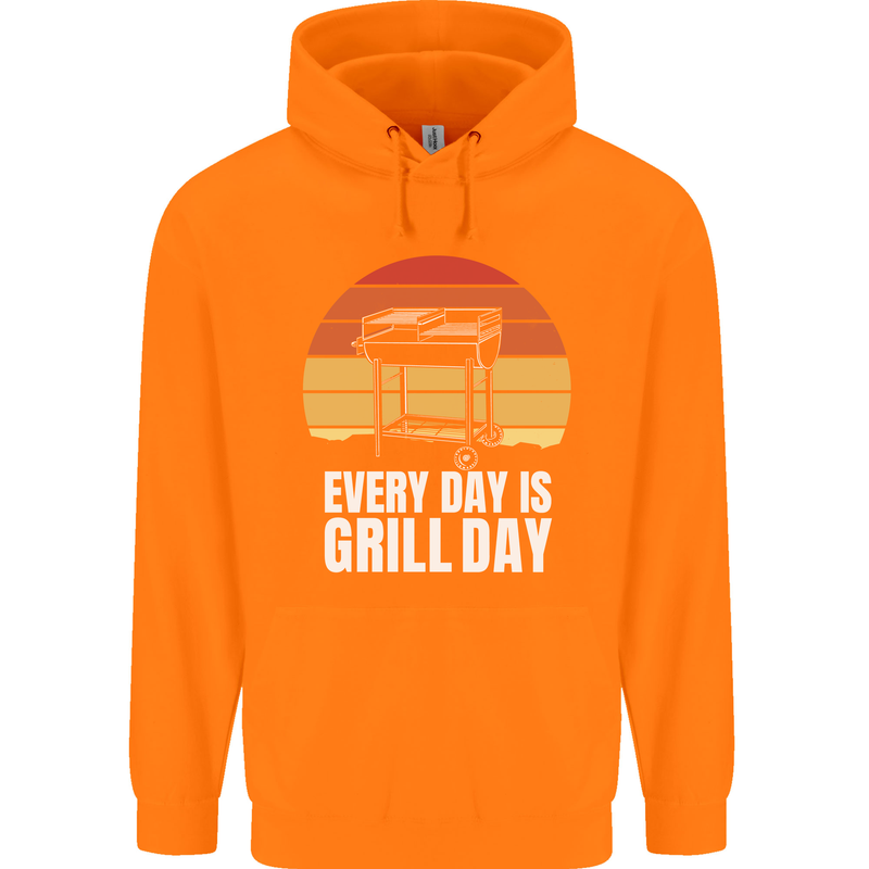 Every Days a Grill Day Funny BBQ Retirement Childrens Kids Hoodie Orange