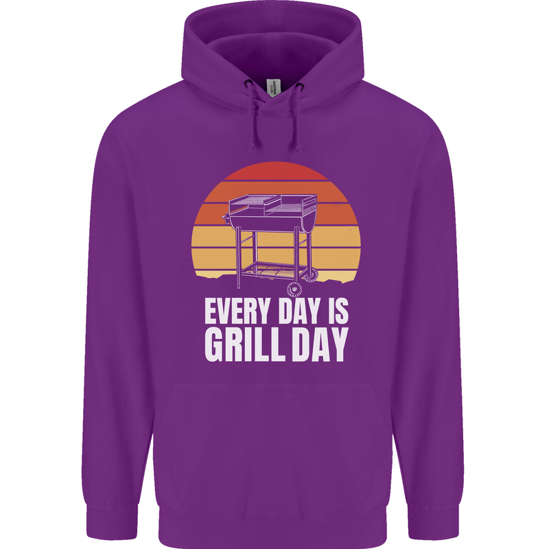 Every Days a Grill Day Funny BBQ Retirement Childrens Kids Hoodie Purple