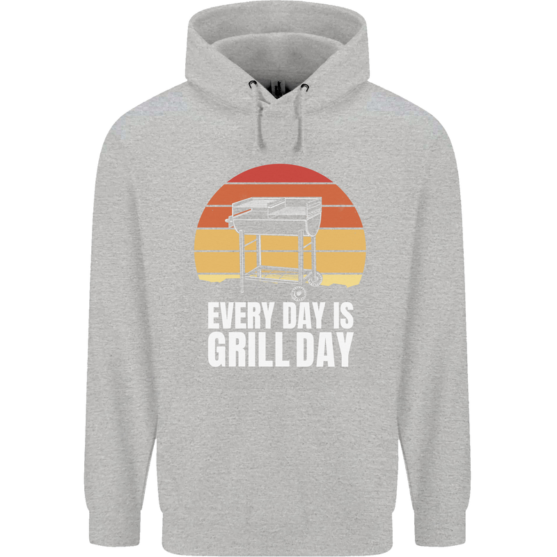 Every Days a Grill Day Funny BBQ Retirement Childrens Kids Hoodie Sports Grey