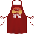 Every Days a Grill Day Funny BBQ Retirement Cotton Apron 100% Organic Maroon