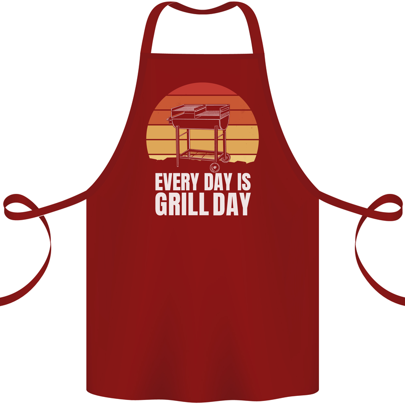 Every Days a Grill Day Funny BBQ Retirement Cotton Apron 100% Organic Maroon