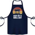 Every Days a Grill Day Funny BBQ Retirement Cotton Apron 100% Organic Navy Blue