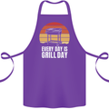 Every Days a Grill Day Funny BBQ Retirement Cotton Apron 100% Organic Purple