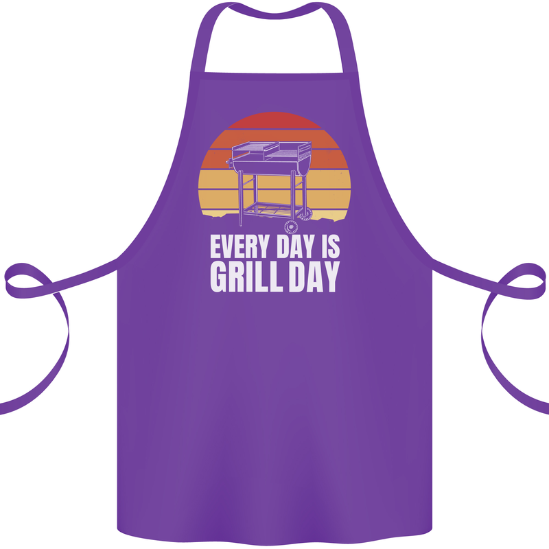 Every Days a Grill Day Funny BBQ Retirement Cotton Apron 100% Organic Purple