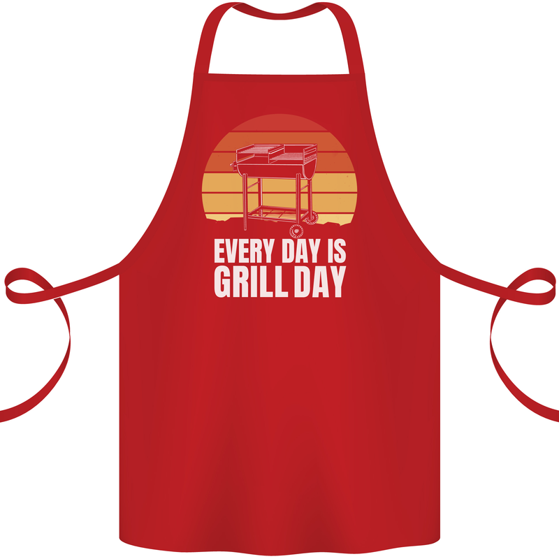 Every Days a Grill Day Funny BBQ Retirement Cotton Apron 100% Organic Red