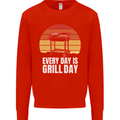 Every Days a Grill Day Funny BBQ Retirement Kids Sweatshirt Jumper Bright Red