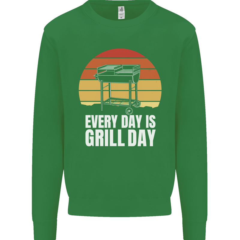 Every Days a Grill Day Funny BBQ Retirement Kids Sweatshirt Jumper Irish Green