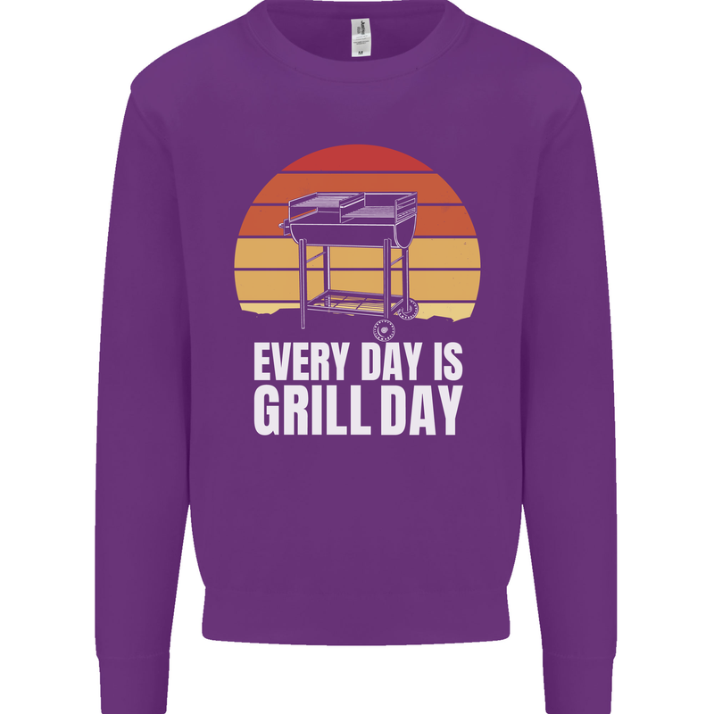 Every Days a Grill Day Funny BBQ Retirement Kids Sweatshirt Jumper Purple