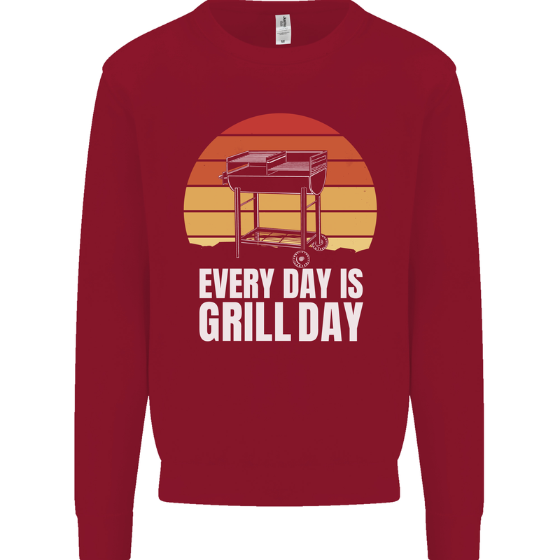Every Days a Grill Day Funny BBQ Retirement Kids Sweatshirt Jumper Red