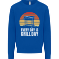 Every Days a Grill Day Funny BBQ Retirement Kids Sweatshirt Jumper Royal Blue
