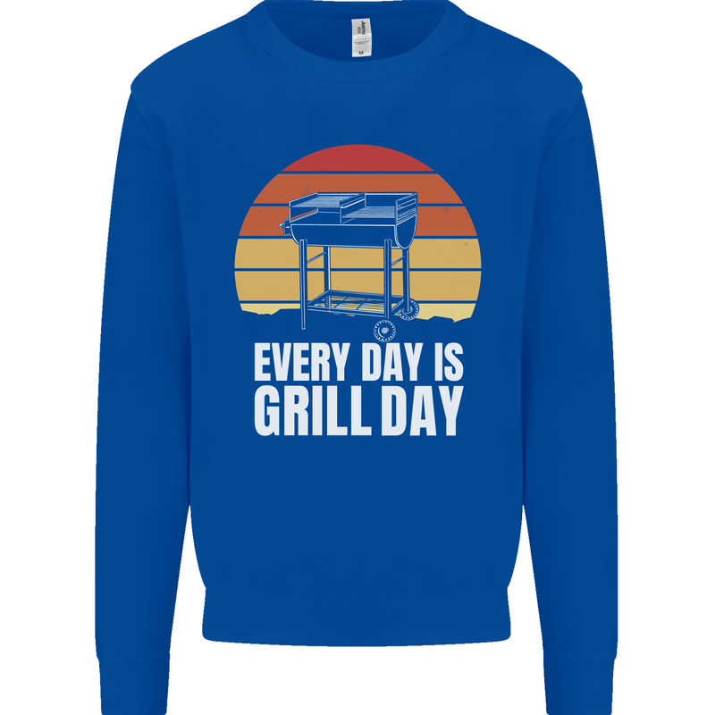 Every Days a Grill Day Funny BBQ Retirement Kids Sweatshirt Jumper Royal Blue
