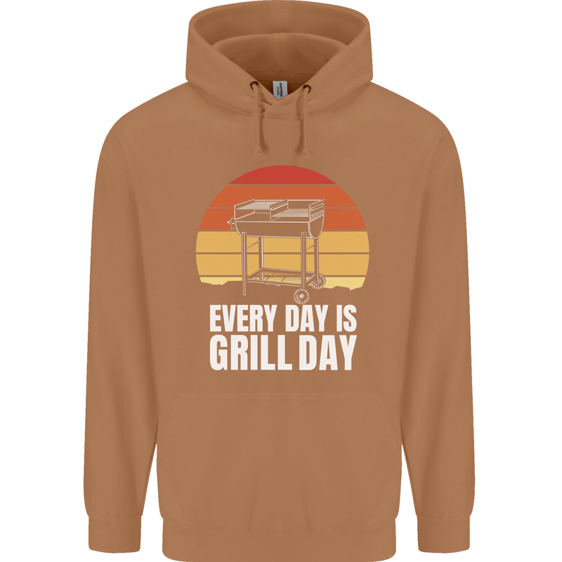Every Days a Grill Day Funny BBQ Retirement Mens 80% Cotton Hoodie Caramel Latte