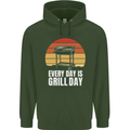 Every Days a Grill Day Funny BBQ Retirement Mens 80% Cotton Hoodie Forest Green