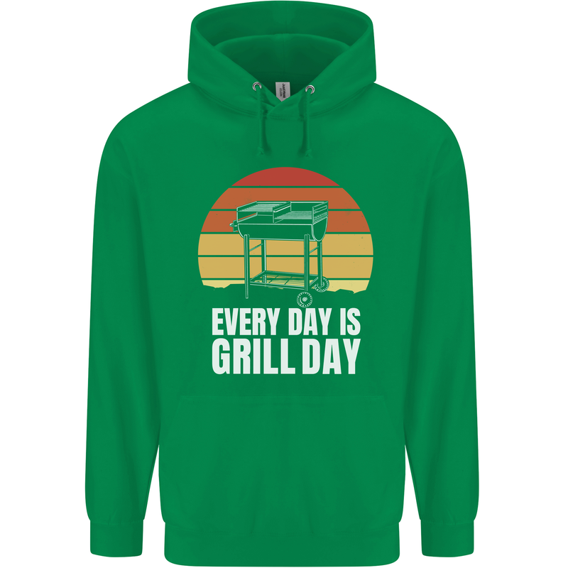 Every Days a Grill Day Funny BBQ Retirement Mens 80% Cotton Hoodie Irish Green