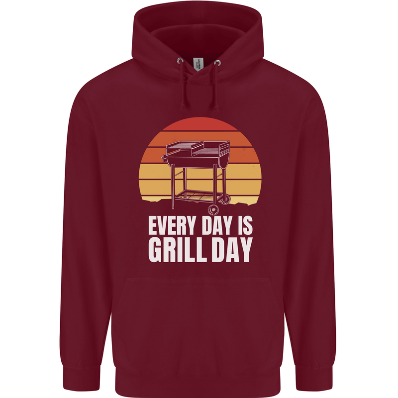 Every Days a Grill Day Funny BBQ Retirement Mens 80% Cotton Hoodie Maroon