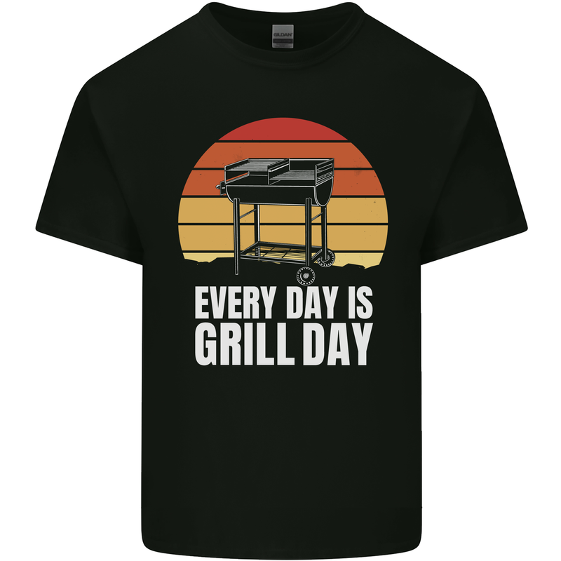 Every Days a Grill Day Funny BBQ Retirement Mens Cotton T-Shirt Tee Top Black