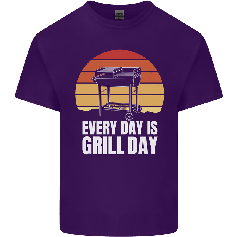 Every Days a Grill Day Funny BBQ Retirement Mens Cotton T-Shirt Tee Top Purple