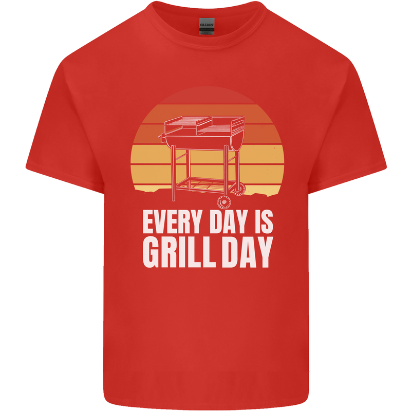 Every Days a Grill Day Funny BBQ Retirement Mens Cotton T-Shirt Tee Top Red