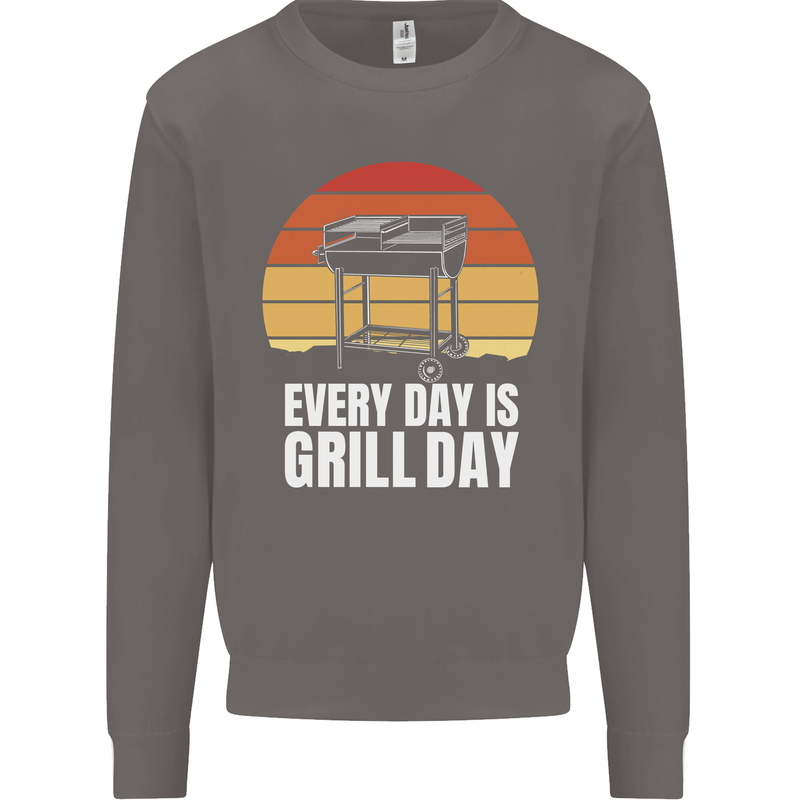 Every Days a Grill Day Funny BBQ Retirement Mens Sweatshirt Jumper Charcoal