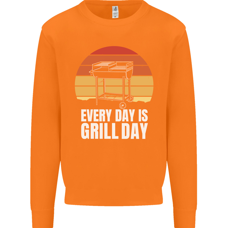 Every Days a Grill Day Funny BBQ Retirement Mens Sweatshirt Jumper Orange