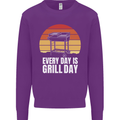Every Days a Grill Day Funny BBQ Retirement Mens Sweatshirt Jumper Purple