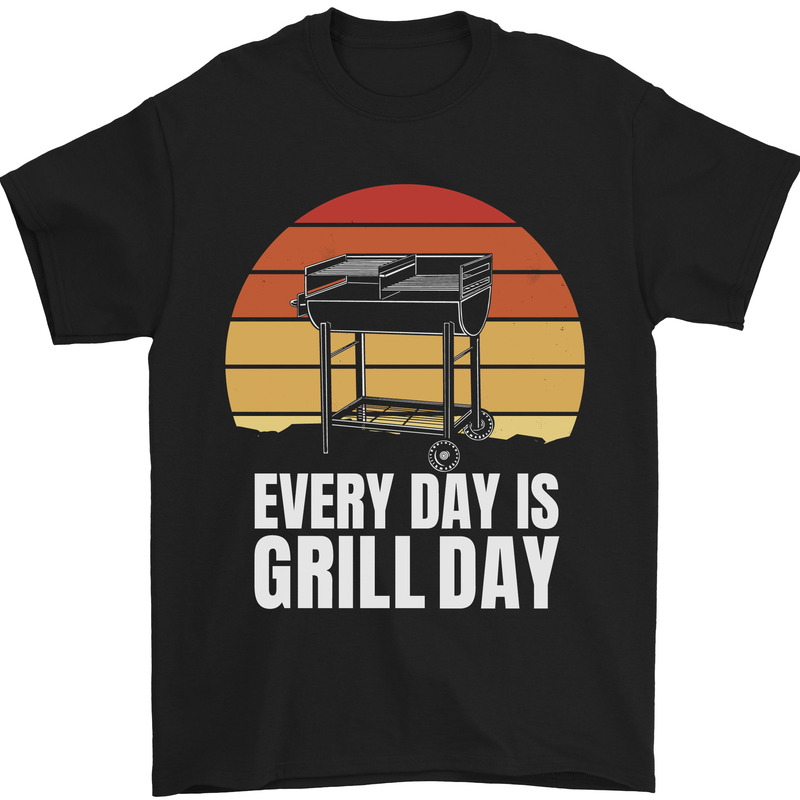 Every Days a Grill Day Funny BBQ Retirement Mens T-Shirt 100% Cotton Black