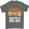 Every Days a Grill Day Funny BBQ Retirement Mens T-Shirt 100% Cotton Charcoal