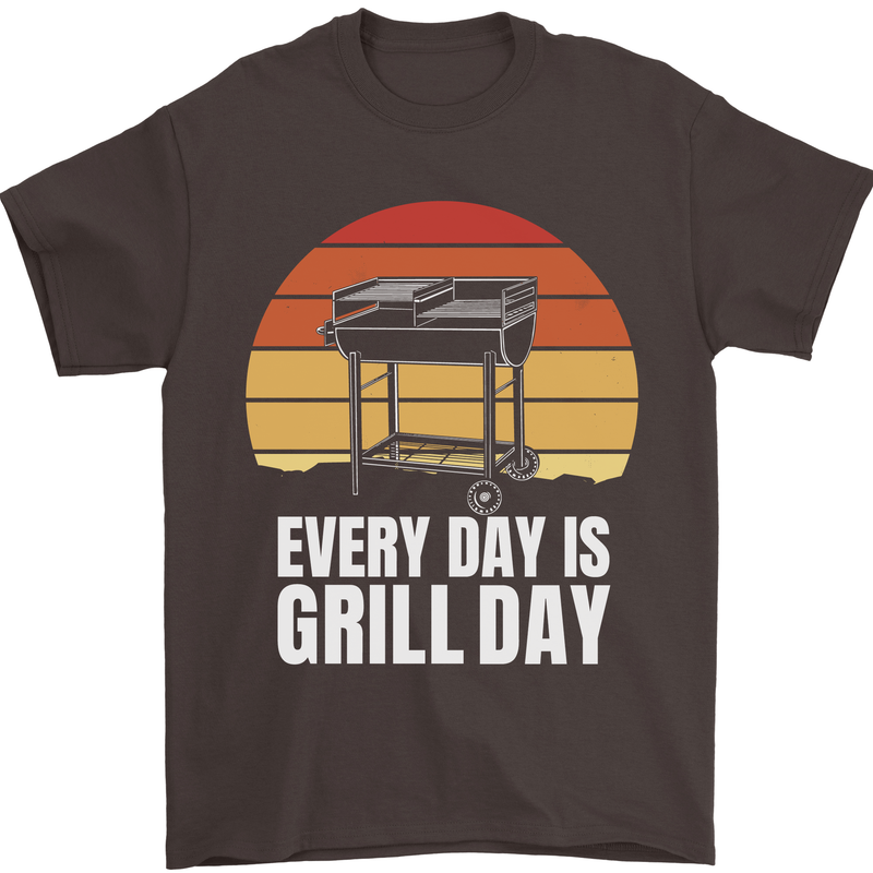 Every Days a Grill Day Funny BBQ Retirement Mens T-Shirt 100% Cotton Dark Chocolate