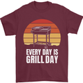 Every Days a Grill Day Funny BBQ Retirement Mens T-Shirt 100% Cotton Maroon