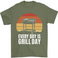 Every Days a Grill Day Funny BBQ Retirement Mens T-Shirt 100% Cotton Military Green
