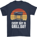 Every Days a Grill Day Funny BBQ Retirement Mens T-Shirt 100% Cotton Navy Blue