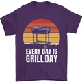 Every Days a Grill Day Funny BBQ Retirement Mens T-Shirt 100% Cotton Purple