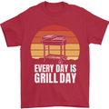Every Days a Grill Day Funny BBQ Retirement Mens T-Shirt 100% Cotton Red