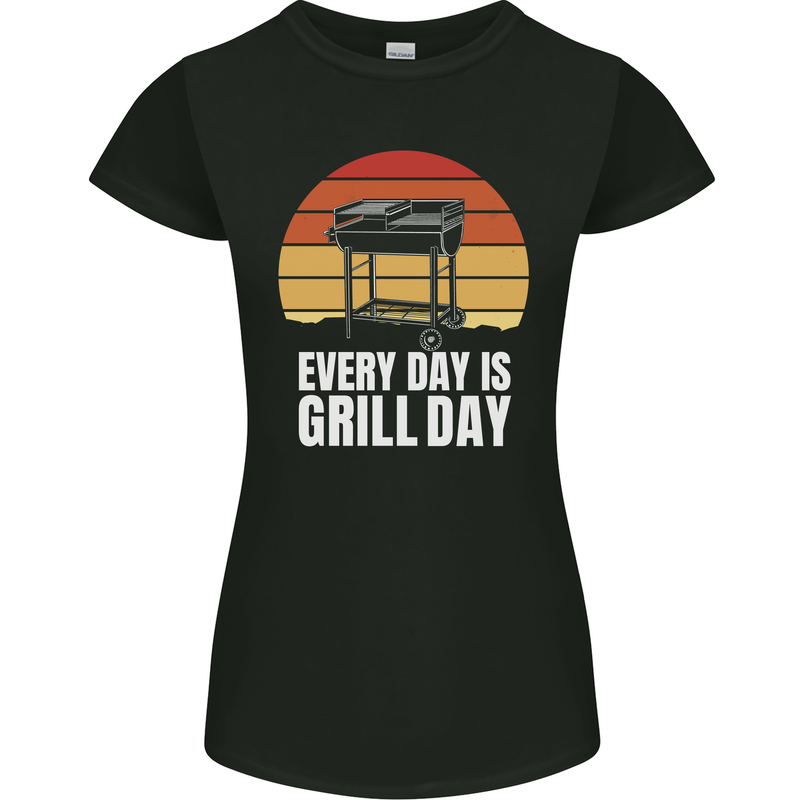 Every Days a Grill Day Funny BBQ Retirement Womens Petite Cut T-Shirt Black