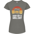 Every Days a Grill Day Funny BBQ Retirement Womens Petite Cut T-Shirt Charcoal