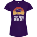 Every Days a Grill Day Funny BBQ Retirement Womens Petite Cut T-Shirt Purple