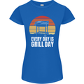 Every Days a Grill Day Funny BBQ Retirement Womens Petite Cut T-Shirt Royal Blue