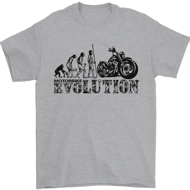 Evolution of Motorcycle Motorbike Biker Mens T-Shirt Cotton Gildan Sports Grey