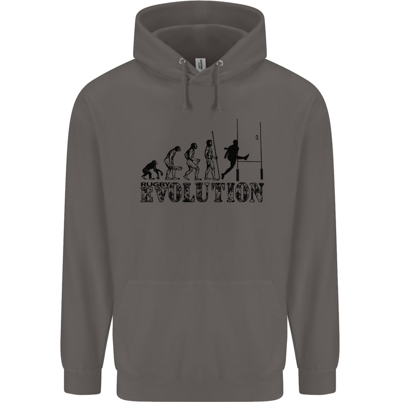 Evolution of Rugby Player Union Funny Mens 80% Cotton Hoodie Charcoal