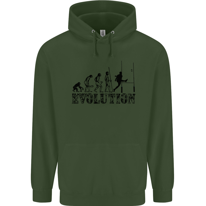 Evolution of Rugby Player Union Funny Mens 80% Cotton Hoodie Forest Green