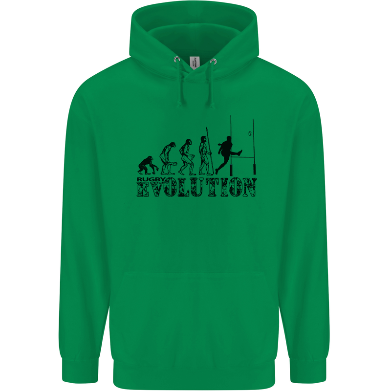 Evolution of Rugby Player Union Funny Mens 80% Cotton Hoodie Irish Green