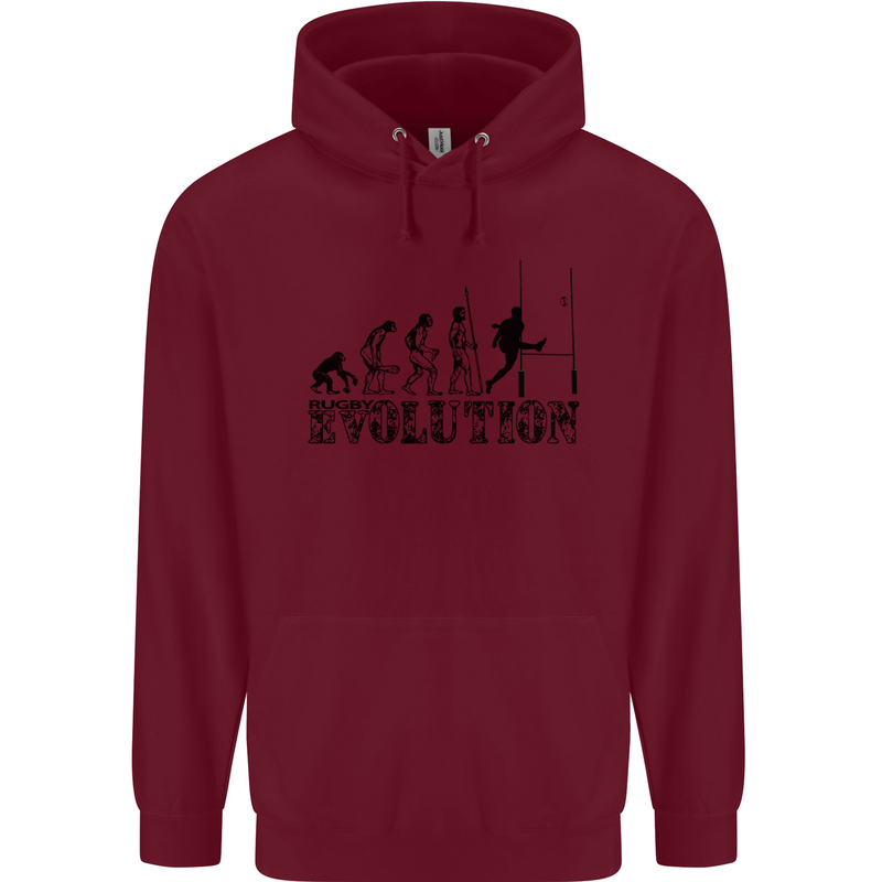 Evolution of Rugby Player Union Funny Mens 80% Cotton Hoodie Maroon