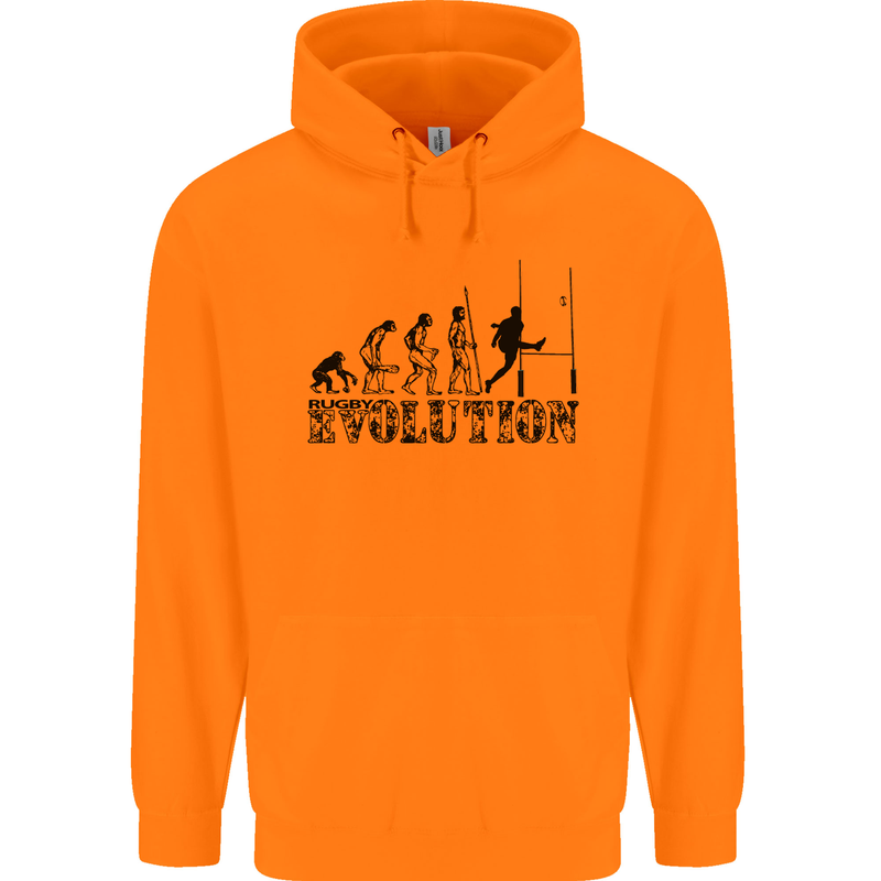 Evolution of Rugby Player Union Funny Mens 80% Cotton Hoodie Orange