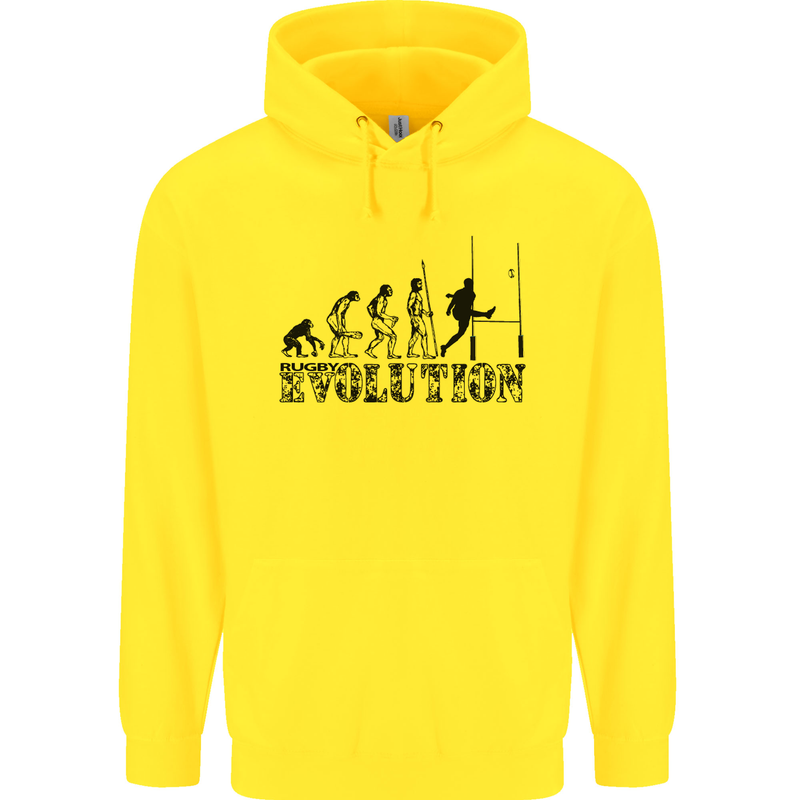 Evolution of Rugby Player Union Funny Mens 80% Cotton Hoodie Yellow