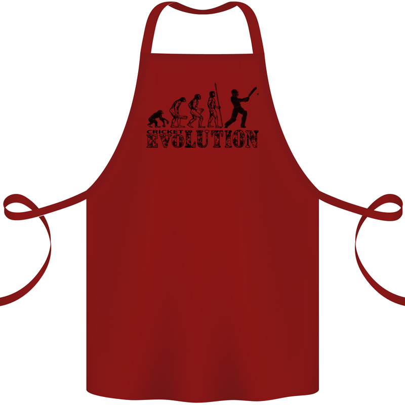 Evolution of a Cricketer Cricket Funny Cotton Apron 100% Organic Maroon