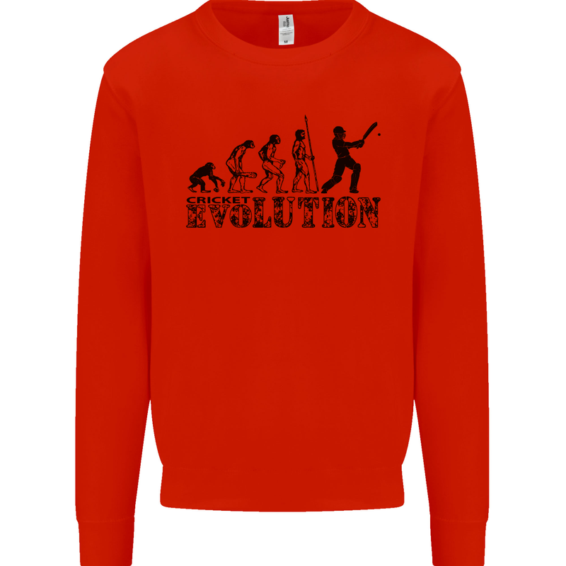 Evolution of a Cricketer Cricket Funny Kids Sweatshirt Jumper Bright Red