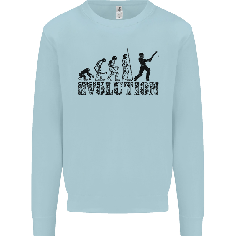 Evolution of a Cricketer Cricket Funny Kids Sweatshirt Jumper Light Blue