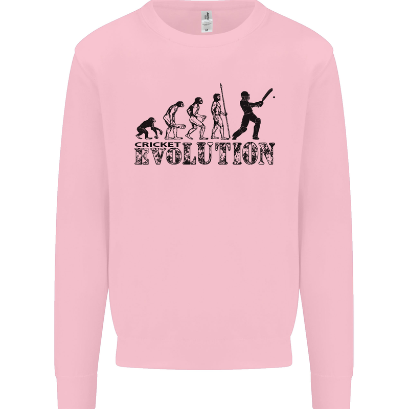 Evolution of a Cricketer Cricket Funny Kids Sweatshirt Jumper Light Pink
